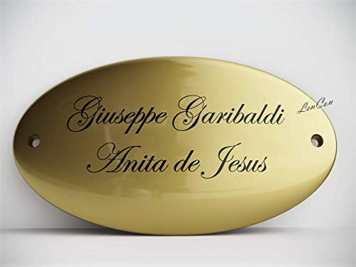 Targa per porta in Ottone Lucido misura 13x7,5 cm. per : casa, ufficio albergo