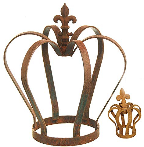 Novaliv Sparset 2X Dekokrone rost I 9x11 + 36x39 I Rost Deko Metallkrone Gartenkrone Dekokrone Gartenstecker