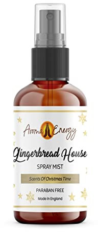 Aroma Energy Christmas Gingerbread House Fragrance Oil Room Spray - Fragrant Xmas Scented Home Mist Spritz, 10ml