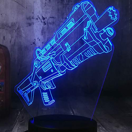Jinson well 3D Pistole Gun Waffe Lampe optische Illusion led Nachtlicht, 7 Farbwechsel Touch Switch Tisch Schreibtisch Dekoration Lampen mit Acryl Flat ABS USB Kabel Spielzeug
