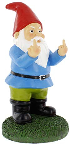 Gnometastic Mittelfinger Zwerg Statue Groß 31,8 cm hoch - Original Doppelvogel Gartenzwerg Statue Dekoration und Rasen Ornament - Outdoor Lustige Gartenzwerge Rasen Ornament