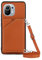 PekaTech Handykette für Xiaomi Mi 11, PU-Leder Hülle- Handyhülle mit Band zum Umhängen - Klapptasche Handytasche Case mit Handy-Kette, Kartenfach und Portmonee, Braun