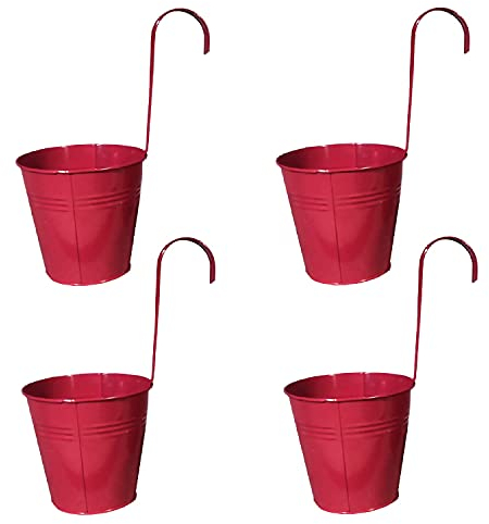 Hängetöpfe Ø 14 cm Übertopf Blumentopf 4 Stück (Rot)