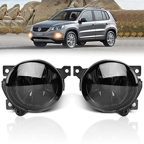 TangMiGe Nebelscheinwerfer Kompatibel mit Volkswagen Caddy III 3, Eos, Golf Plus, Polo, Tiguan, Touran, (VW 2K 1F7 5M1 521 6R 5N 1T1 1T2), 2004-2011, HB4, 1 Paar, Schwarz Smoke Objektiv