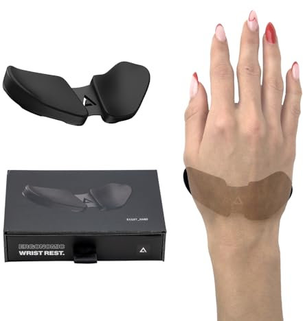 DELTAHUB Carpio 2.0 - Left-Handed Truly Ergonomic Wrist Rest for Mouse, Carpal Tunnel Support, Pain Relief, Anti-Fatigue, Easy Glide, Sleek, Office Computer, Laptop, Gaming - Small, Black