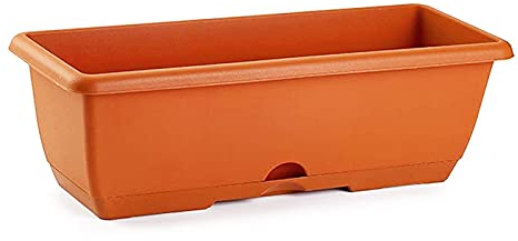 Acan Tradineur - Jardinera para balcón con Plato Integrado - Fabricado en plástico - PLFT - Capacidad de 10 litros - 17 x 50 x 19,5 cm - Color Marrón