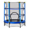 HOMCOM Trampoline Enfant Ø 1,40 × 1,60H m Filet de sécurité Porte zipée Couvre-Ressorts 6 poteaux rembourrés Inclus Bleu