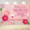 LIVUCEE 2,1 x 1,5 m Polyestergewebe Happy Mother's Day Hintergrund für Dankesmutter Party Dekorationen Muttertag Rosa Blumen Fotografie Hintergrund Partyzubehör Kuchen Tisch Bilder Banner