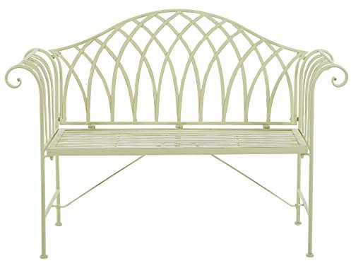 Beliani Gartenbank Metall Hellgrün 130 cm romantischer Stil Milazzo