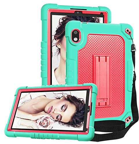 Mignova for 8 Orbic Tab 8 5G Verizon Tablet Case for Orbic Tab 8 5G UW 8 inch Case Cover Built in Shoulder Strap Kickstand Hard Back Hybrid Shockproof Armor Protective Hard Back Case (Green+Pink)