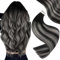 Easyouth Silver Tape in Hair Extensions Human Hair Balayage Black to Silver Ombre Glue in Hair Extensions Real Human Hair 24 Inch 50g 20Pcs