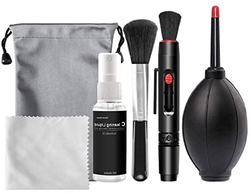 hero-s 6 in 1 Kamera Reinigungsset Professionelles DSLR Objektiv Reinigungswerkzeug für Sensor Objektiv 6 in 1 Digital Kamera Reiniger Kit inkl. Staubgebläse mit Reinigungstupfer