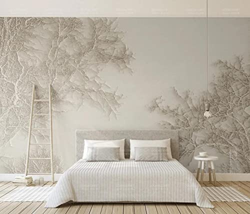 Fototapete Beige Geprägte Äste Tapete 3D Effekt Tapeten Vliestapete Wandbilder Schlafzimmer Wanddeko Kinderzimmer Wohnzimmer 430x300cm