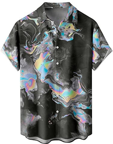 NQyIOS Mens Short Sleeve Shirt 3D Graphic Button Down Short Sleeve Tropical Holiday Beach Aloha Shirt Relaxed Fit Summer Tropical Shirts Mexican Tshirts V Neck T Shirt Men Beach Wear Hot Pink