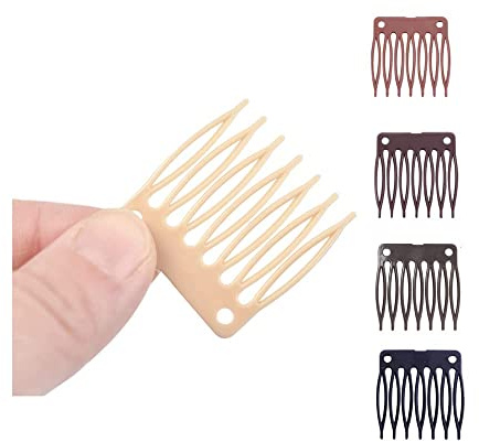 50pcs/Lot Hair Comb Slides Plastic 7-teeth Wig Clips Combs for Wig Making (Blonde)