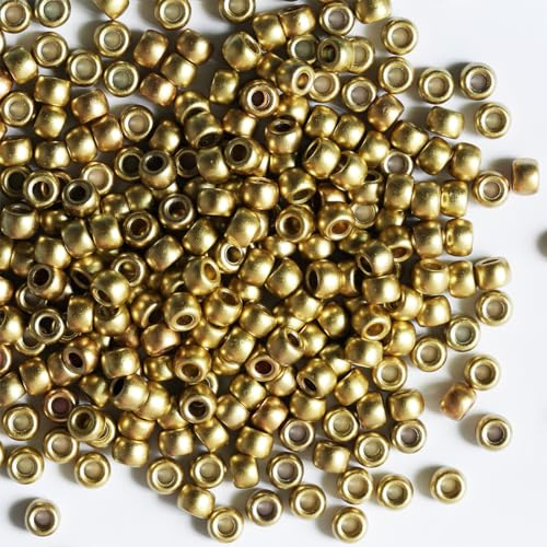 1000 Golden 6x9mm Pony Bracelet Beads for Hair Braids, Crafts, Plastic Hair Beads