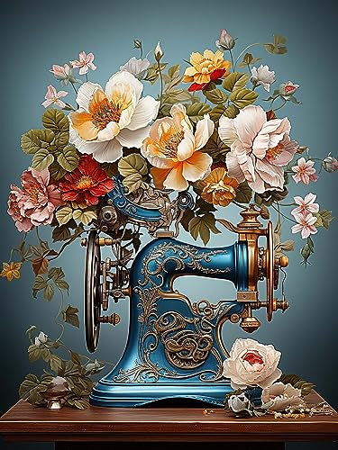 Diymood 5D Diamant Painting Kit Nähmaschine - DIY Diamond Painting Blume Bilder Zubehör für Runde Diamond Kreuzstich Stickerei - Dekorative Kunst für Büro und Zuhause - Wandbild 30x40 cm