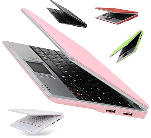 Bigmachine mini computer portatile da 7 pollici Netbook per bambini Android 12 Quad Core 32 GB WiFi Fotocamera integrata Porta YouTube Flash Player (Rosa)