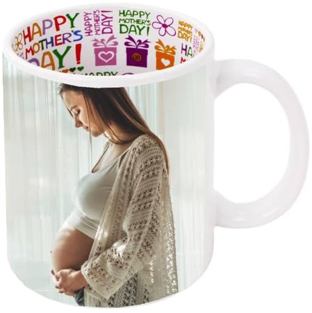 Ocadeau Taza personalizada Día de la Madre con foto - Taza de cerámica blanca impresa - Taza Feliz Día de la Madre diseño interior