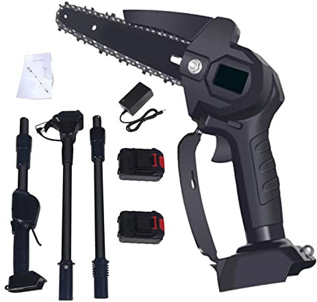 Cordless Pole Chainsaw, 6-Inch Portable Telescopic Hedge Trimmer, Branch Pruning Chainsaw with 2X1500 mAh Batteries, Rechargeable Garden Shear Equipment