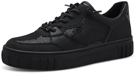 MARCO TOZZI Damen Plateau Sneaker mit Schnürsenkeln Freizeit, Schwarz (Black Comb), 38 EU