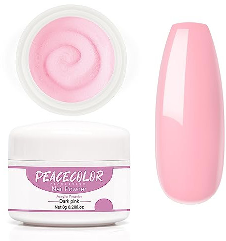 PEACECOLOR 8G Dark Pink Acrylic Powder Professional Acrylic System for Beginners DIY Nail Art Nails Extension Carving at Home Salon Beauty Gifts for Women