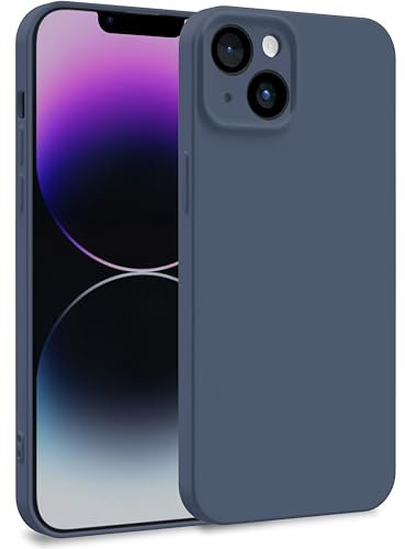 MyGadget Custodia per iPhone 14 Plus [Quadrupla Protezione] - Case in Silicone Rigido con Fodera in Microfibra - Cover Blu Scuro