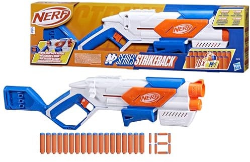 Hasbro Nerf N Series, Strikeback, Blaster Giocattolo, Per Bambini e Bambine da 8 Anni in Su, Include 18 Dardi Nerf N1 Ufficiali, Multicolore