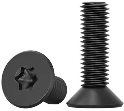Drenky 10 Pièces M8 X 25mm Vis à Tête Fraisée Noir Torx En Acier Inoxydable 304 - Filetage Complet Pour L'équipement De Machine Et Les Meubles à La Maison