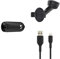 Belkin Premuim Car Bundle(Quick Charge USB Car Charger 18W & Lightning/USB 1m cable & Universal Mount)