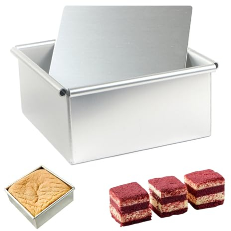 Jeorywoet 5 Inch Cake Pan, Carbon Steel Square Cake Pan, 5x5x2.3 Inch Cake Mold with Removable Bottom, Cake Baking Tray for Cheesecake Chiffon Brownies