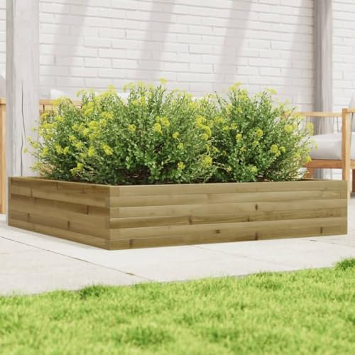 Iiaky Garden Planter 110x110x23 cm Impregnated Wood Pine,Wooden Garden Planter Plant Pot Box Flower Herb Veg Wood Trough Outdoor