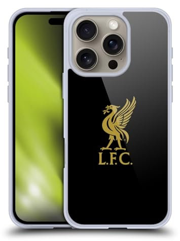 Head Case Designs Officially Licensed Liverpool Football Club Gold Logo On Black Liver Bird Soft Gel Case Compatible With Apple iPhone 16 Pro