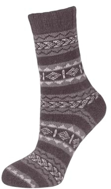True Face Mens Thermal Socks Extra Thick Warm Sherpa Fleece Griper Sock 4.7 Tog Holds Heats Grips Brushed Winter Black Brown - N-491C UK 6-11