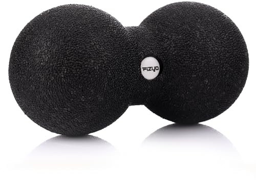Fizyo Duoball 24x12 cm – Doppelball Massageball für Rücken, Nacken & Wirbelsäule – Faszienrolle für Triggerpunkte, Tiefengewebsmassage & Muskelentspannung – Physiotherapie & Faszientraining - Schwarz