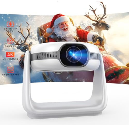 Vidéoprojecteur extérieur sans Fil avec Mise au Point Automatique et Correction du trapèze, Support vidéo Full HD 1080P et 4K avec WiFi6 Bluetooth, vidéoprojecteur pour Le cinéma à Domicile