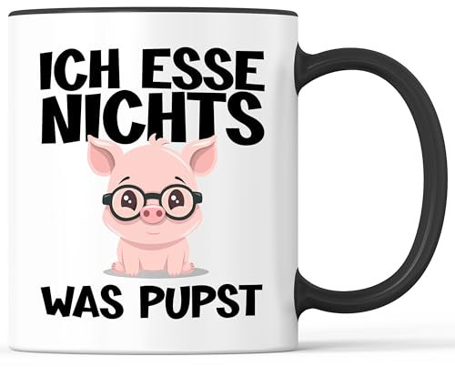 Tasse mit Spruch Nichts was pupst Becher Vegan Venagner Vegetarier Veganerin Vegetarierin - lustiges Geschenk - Kaffeebecher als Geschenkidee - Kaffeetasse 330ml - Weiss-Schwarz