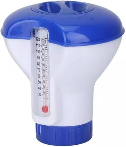 Funmo Grand Flotteur de Dosage, Doseur de Chlore, Conteneur de Comprimés de Brome au Chlore, Diffuseur de Chlore Flottant avec Thermomètre, Idéal pour Les Piscines Intérieures et Extérieures