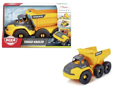 Dickie Toys - Volvo Kipplaster Tough Hauler (26 cm) - Spielzeug-Muldenkipper für Kinder ab 3 Jahre mit Freilauf und beweglicher Ladefläche, als Sandspielzeug geeignet