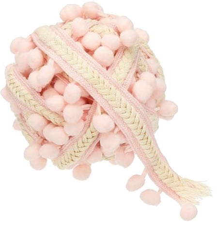 PATIKIL 5.5Yards Besticktes Pompon Band Verzierungsband Pompoms Fransen Ball Verzierungsband Quasten Spitze Zubehör Für Nähen DIY Basteln Stoff Wohnung Vorhang Dekoration Pink