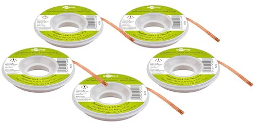 goobay Entlötlitze 5 x 2mm auf 1,5m Spule – Kupfer Entlötdraht für saubere Lötstellen, Ideal für Lötkolben Anwendungen