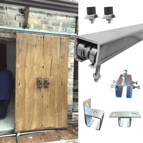 schiebetürbeschlag Bypass-Türbeschläge, Robustes Aluminium-Schiebetür-Hardware-Set, Taschentürschiene Und 4-Rad-Trolley-Montagerollen Für Dachfenster Im Wintergarten, Terrasse/Scheune/Tür(Roller,2.5 m