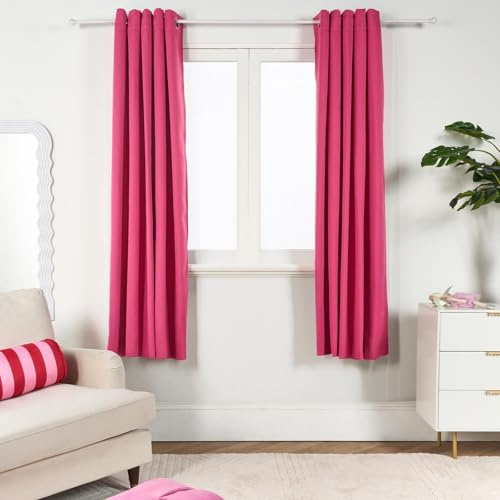 OHS Blackout Curtains for Bedroom, Super Soft Thermal Insulated Curtain Luxurious Pink Eyelet Blackout Curtains for Living Room Window Treatment 2 Panels, 46 x 72