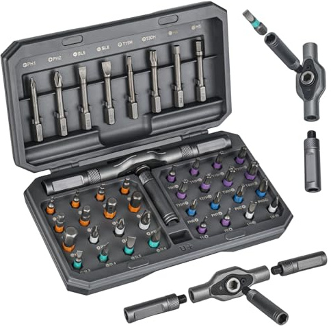 YYTECH 42 IN 1 Magnetischer Schraubendreher Set, Multi-Bit-Magnetschraubendreher-Set mit Abnehmbarem Ratschengriff, Ratschenschraubendreher-set mit 40 Bits, für enge Arbeitsbereiche