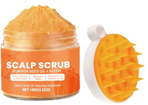 Kopfhautpeeling Kürbiskernöl Für Haarwachstum, Zu Schuppen Neigendes Fettiges Haar Und Trockene, Tiefenreinigung, Verhindert Haarausfall, Feuchtigkeit Und Ölbalance Volumen Spendend 100g