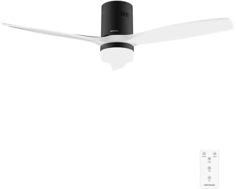 Cecotec Deckenventilator EnergySilence Aero 5600 Classic Black&White, 40 W | LED-Licht 18 W, Fernbedienung, Timer bis 8 Std., 6 Stufen, 132 cm Spannweite, 3 Rotorblätter, Sommer-/Winter-Funktion