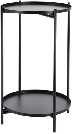 Meinposten Beistelltisch rund Couchtisch Telefontisch 28x48 cm schwarz Creme weiß (Schwarz)