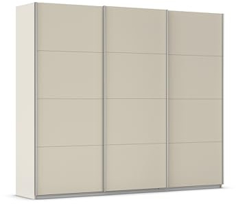 Rauch Möbel KULMBACH, Schwebetürenschrank, Farbe Beige, Breite 271 cm | Kleiderschrank mit Schwebetüren, Schiebetüren, 3-türig, Zubehör Basic, für Schlafzimmer, Jugendzimmer, Garderobe, Flur