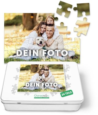 GRAVURZEILE Personalisiertes Puzzle mit eigenem Bild - Foto Puzzle zum selbst gestalten - Postkartenpuzzle als Geschenk für Sie & Ihn - Geschenkidee für Geburtstag, Hochzeit & Valentinstag - 24 Teile
