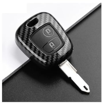 Housse De Clé De Voiture en Fiber De Carbone ABS Coque Protégée pour Peugeot 107 206 207 307 Étui Clés(Carbon)